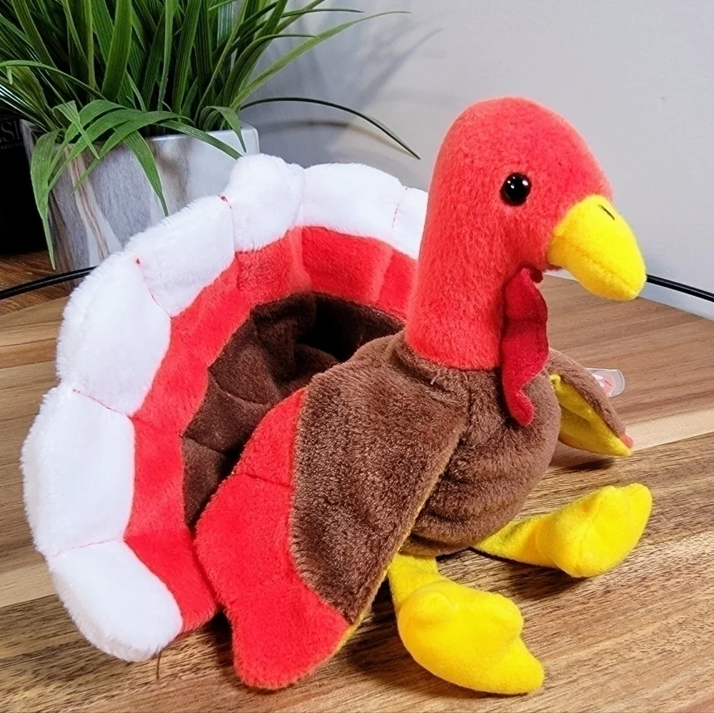 TY Vintage Gobbles Turkey Thanksgiving Plush Animal Beanie Baby Babies 1996 PVC